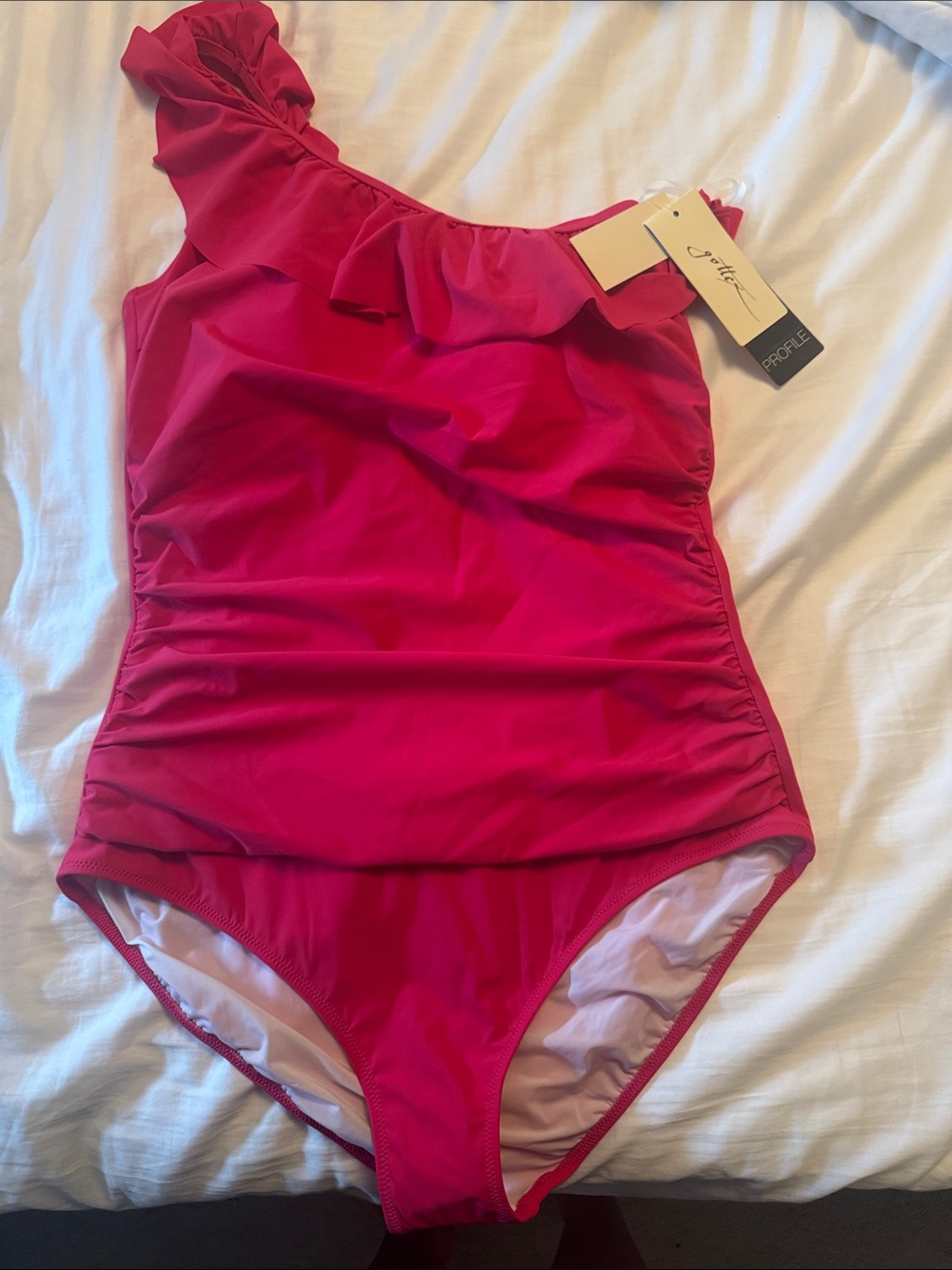 Gottex One-Shoulder Ruffle One-Piece Swimsuit - Hot Pink